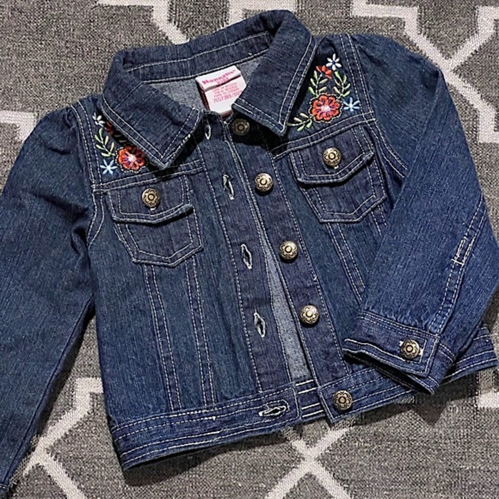 Jean Jacket with Embroidered Flowers